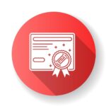 certificate red flat design long shadow glyph icon vector